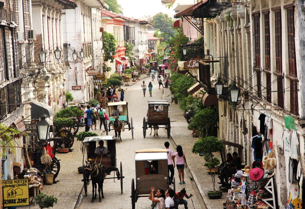Calle Crisologo, the main street in the Historic Town of Vigan, Philippines